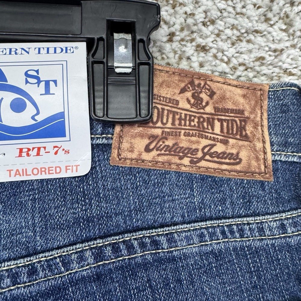 New Southern Tide Jeans Men's 36x30 Blue Denim Bootcut Tailored Fit Medium Wash - Picture 13 of 16
